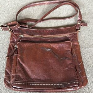 Leder Buck Brown Leather Crossbody Purse Tote Bag (TD)